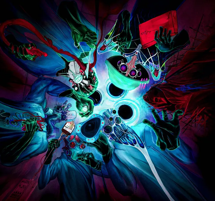 Digital illustration in neon colours
