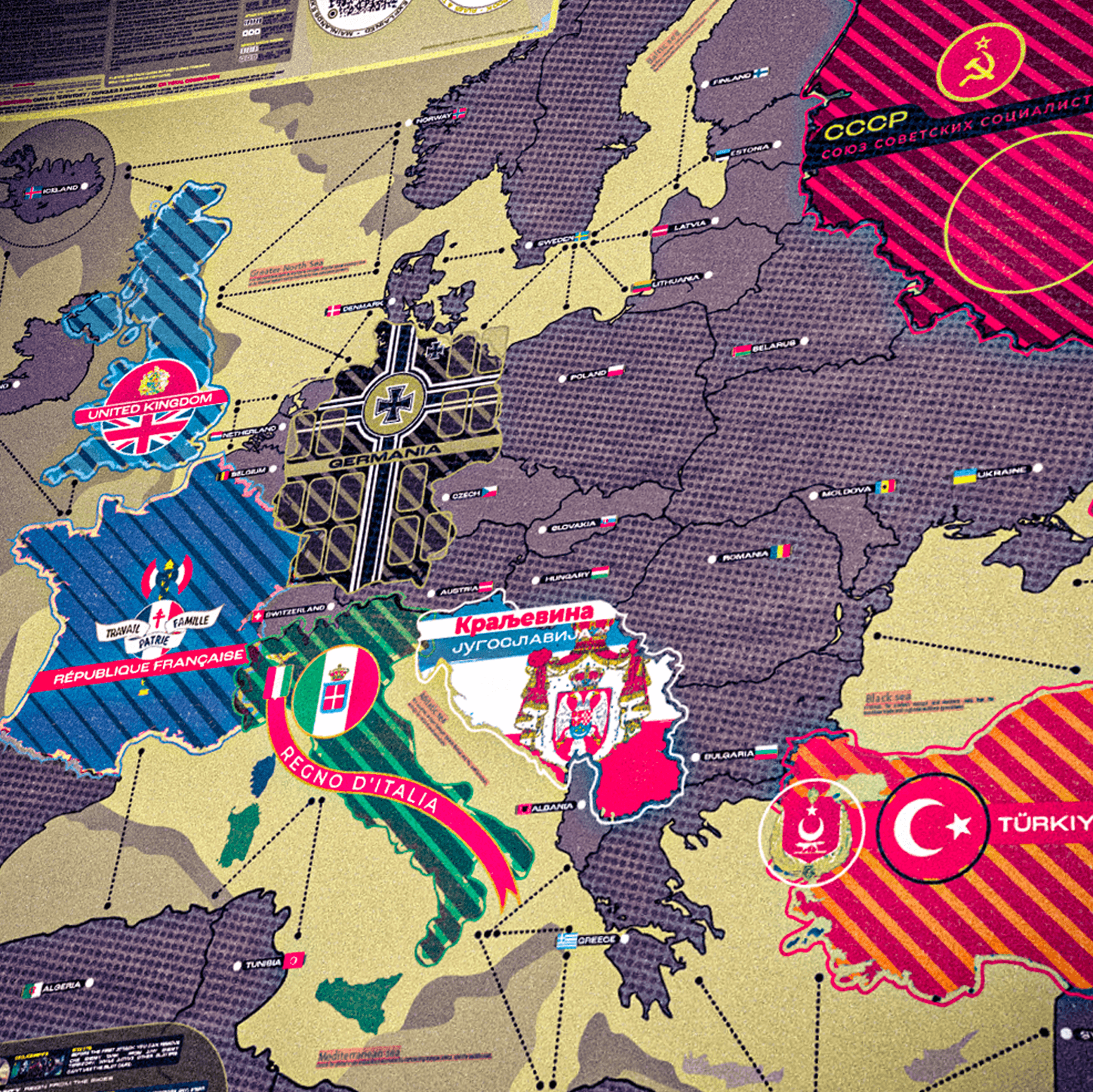 Agresor board game map of 1940s Europe